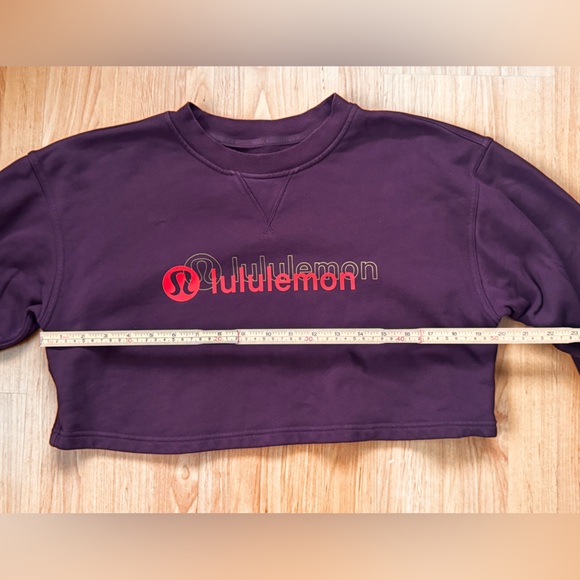 Lululemon All Yours Logo Cropped Crew Sweatshirt Lunar New Year Cassis / Wine 6 - Picture 7 of 9